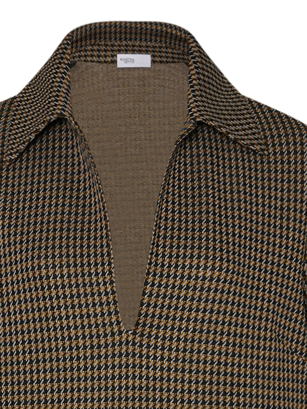 Polo-Collar Houndstooth Minidress