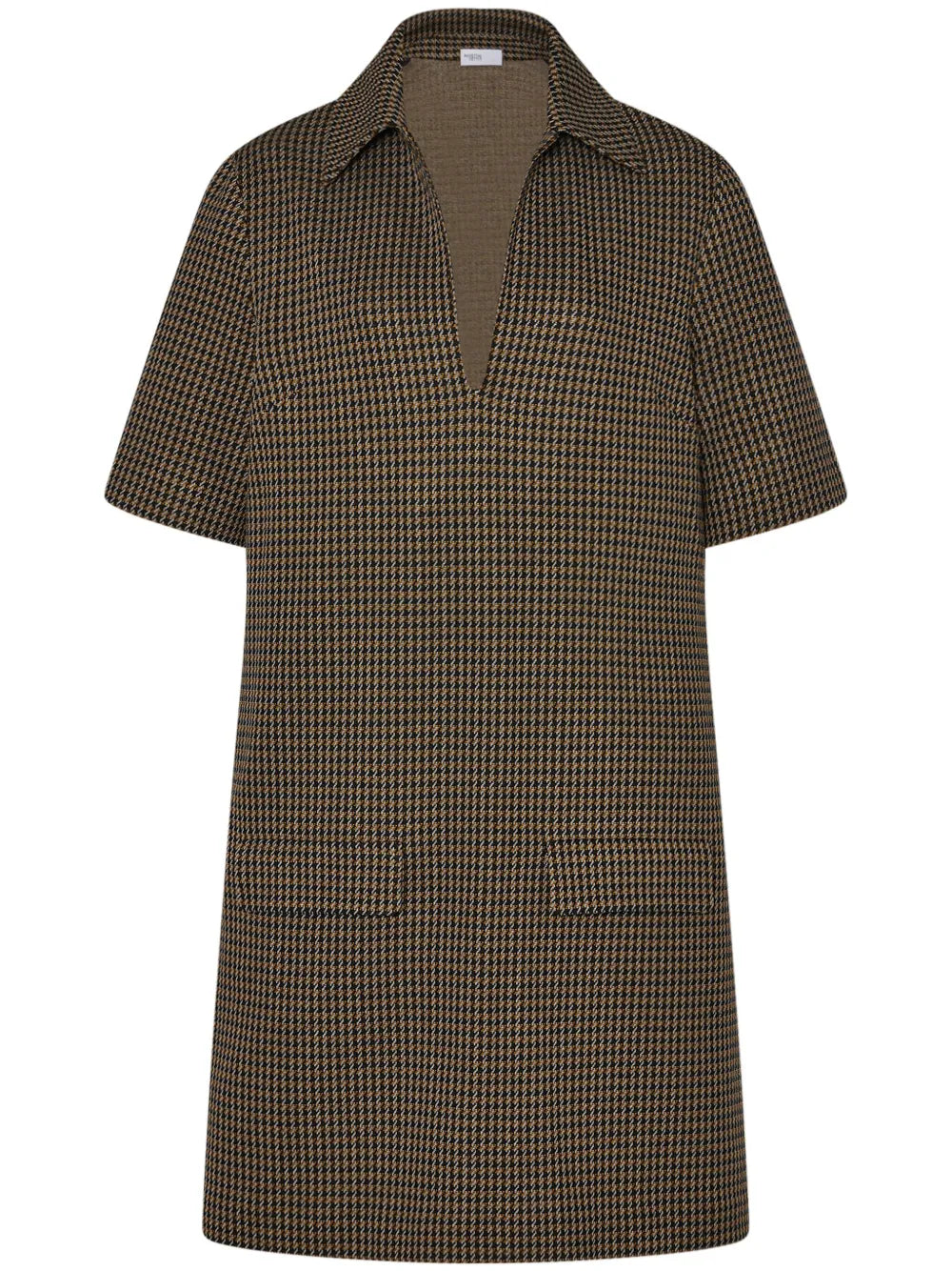 Polo-Collar Houndstooth Minidress