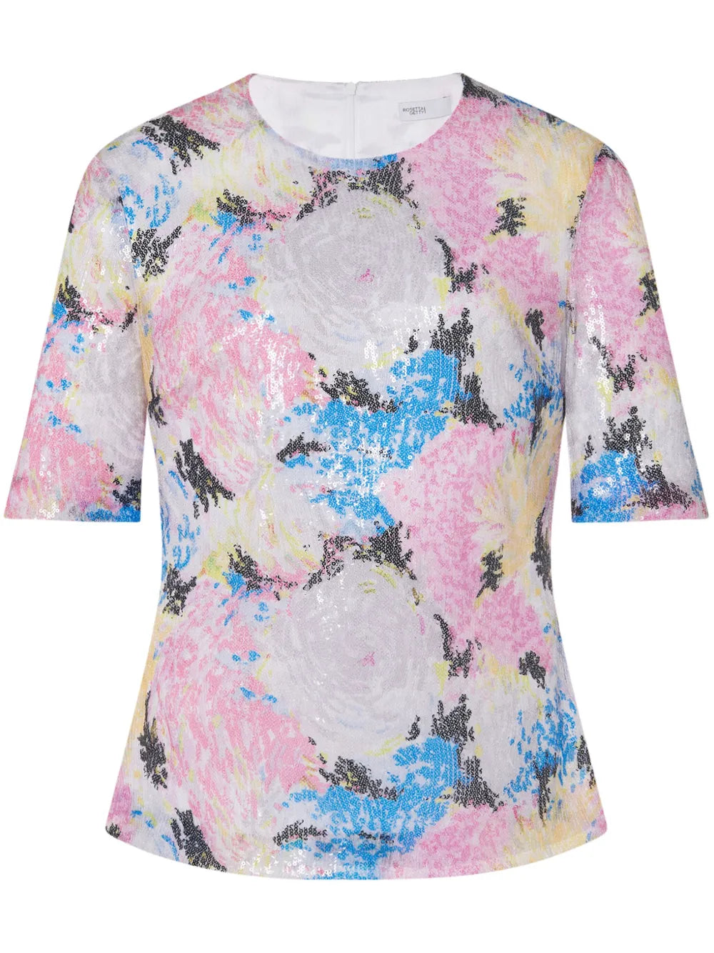 Floral-Print Sequin-Embellished T-Shirt