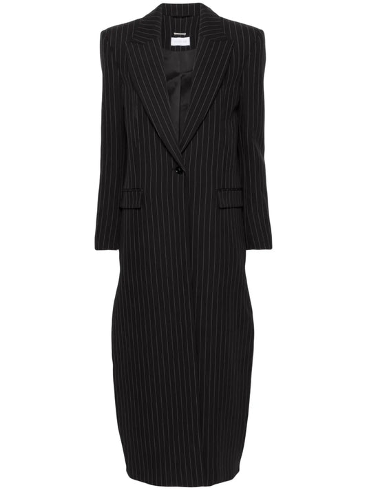 Pinstripe Flannel Maxi Coat