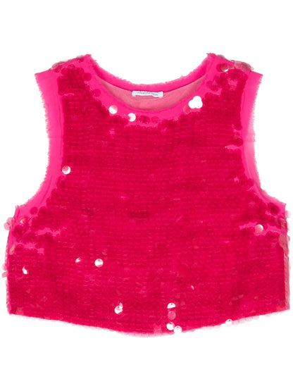 Sequin-Embellished Crop Top