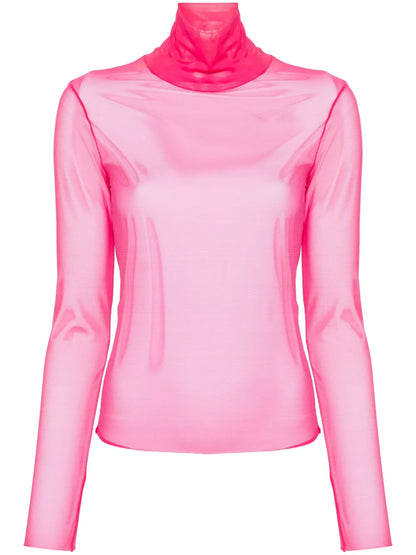 Roll-Neck Mesh T-Shirt
