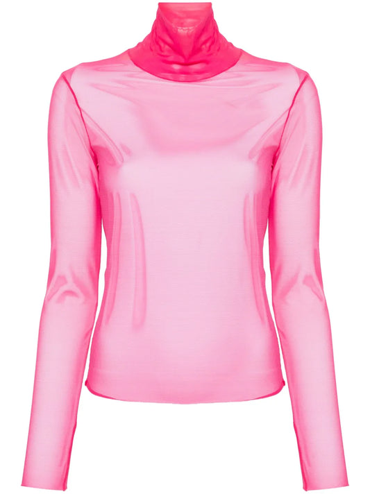 Roll-Neck Mesh T-Shirt