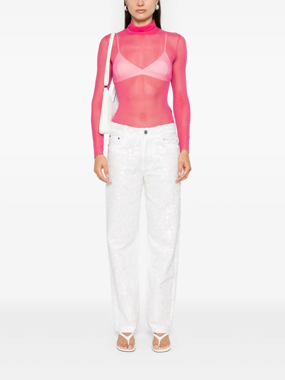 Roll-Neck Mesh T-Shirt