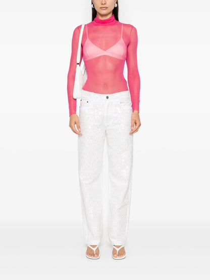 Roll-Neck Mesh T-Shirt