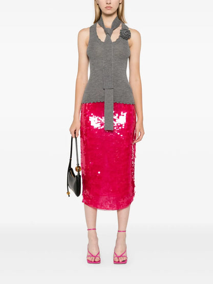 Sequin-Embellished Midi Pencil Skirt