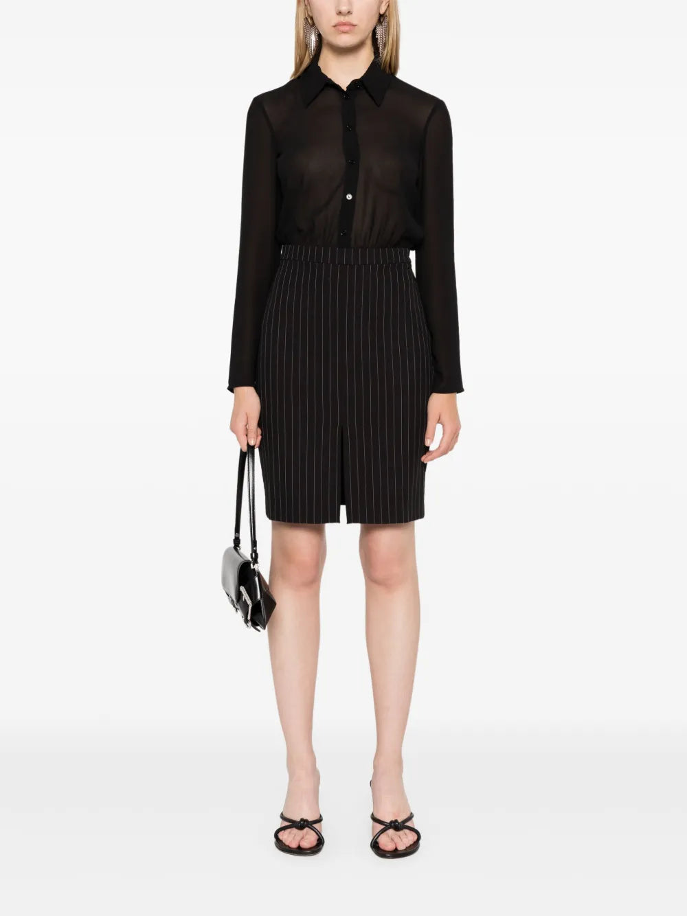 Pinstriped Midi Shirt Dress