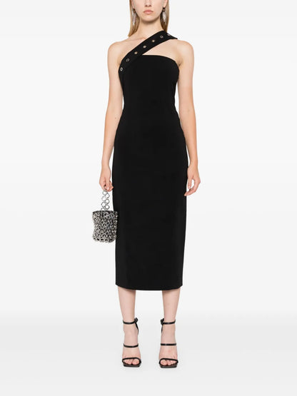 Eyelet-Detail Midi Dress