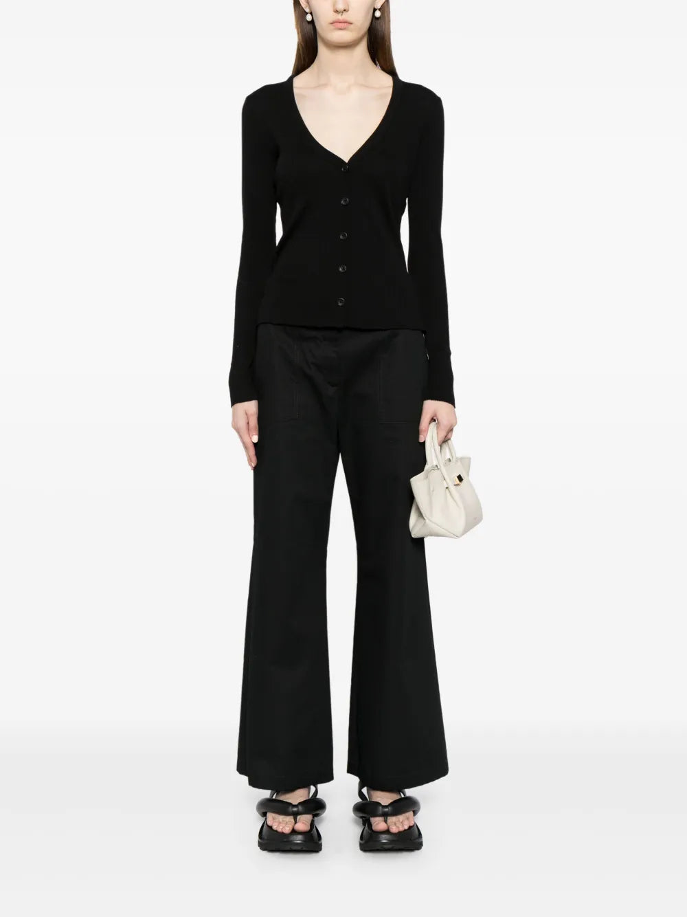 Long-Sleeve Ribbed-Knit Cardigan