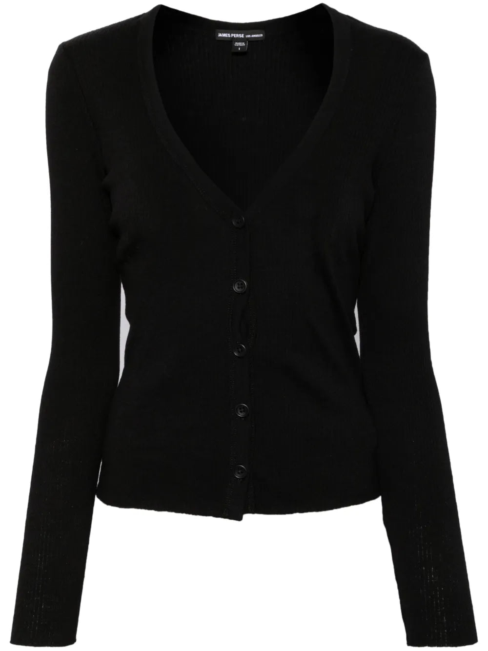 Long-Sleeve Ribbed-Knit Cardigan