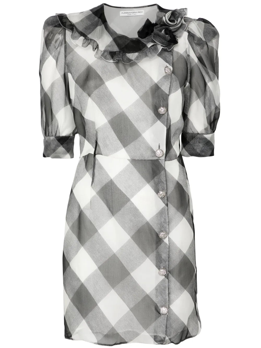 Checked Silk Mini Dress