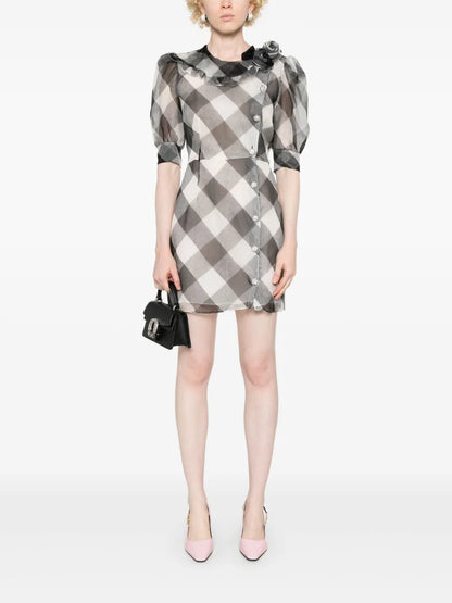 Checked Silk Mini Dress