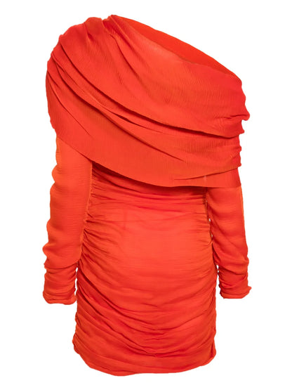 Off-Shoulder Ruched Minidress