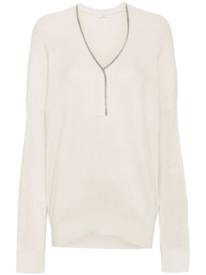 Monili-Chain Ribbed Jumper