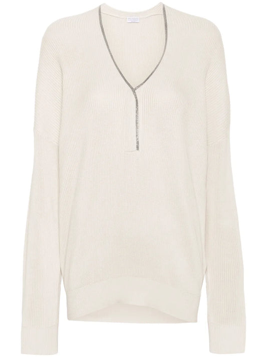 Monili-Chain Ribbed Jumper
