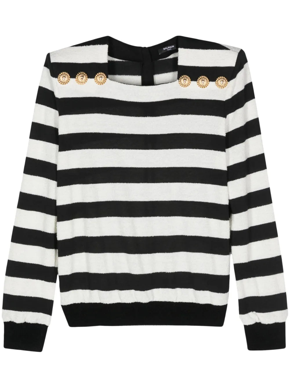 Embossed-Button Striped Jumper
