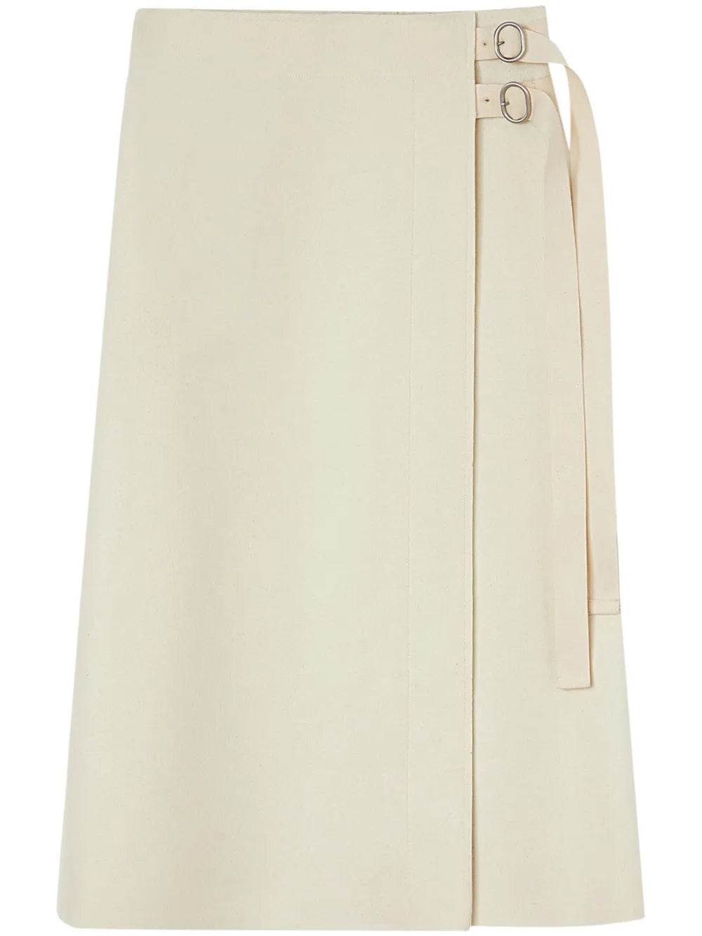 Wrap-Design Wool Midi Skirt