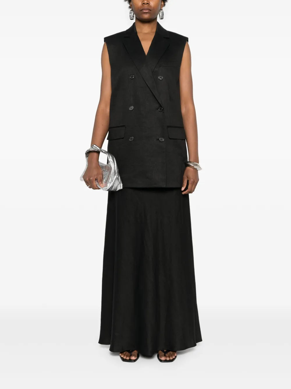 Double-Breasted Linen Blend Gilet