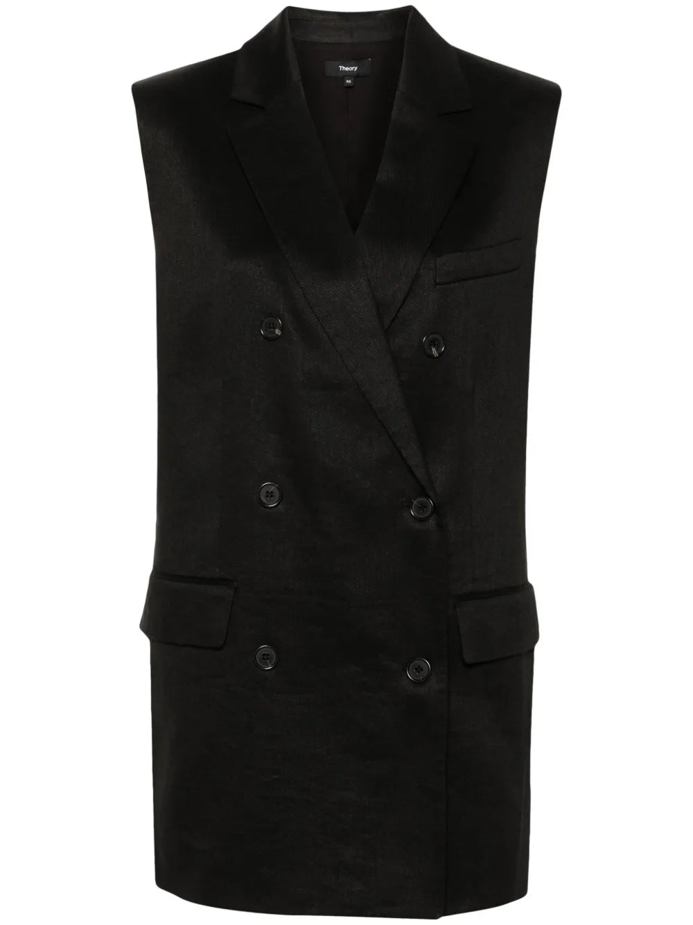 Double-Breasted Linen Blend Gilet