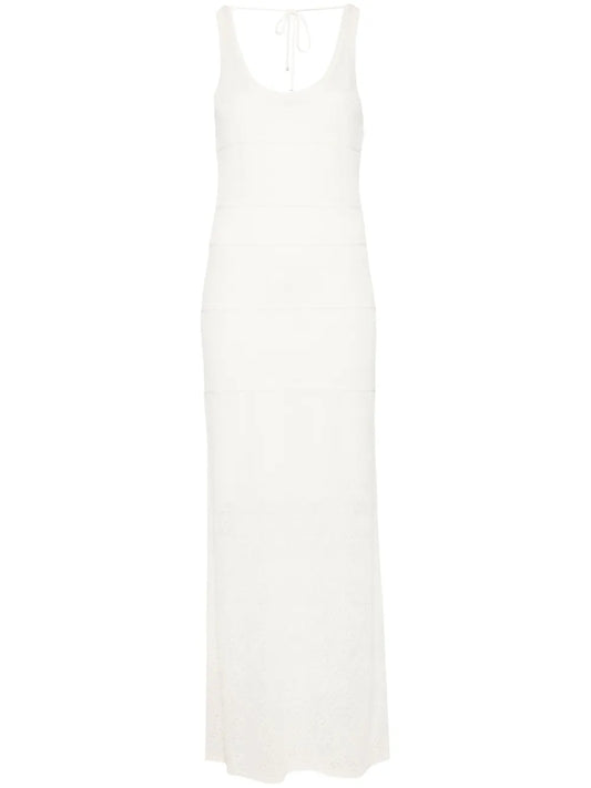 Pointelle-Knit Column Maxi Dress