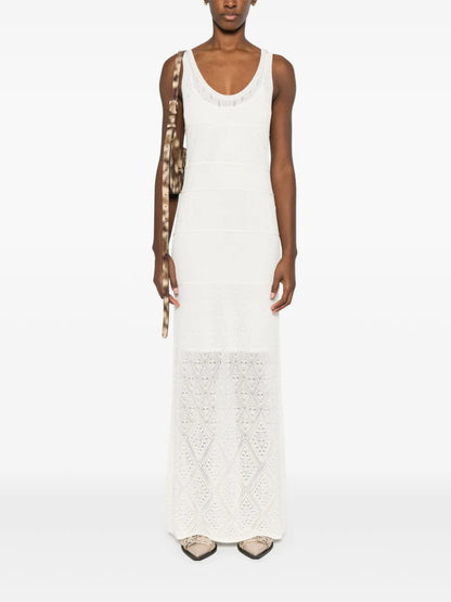 Pointelle-Knit Column Maxi Dress