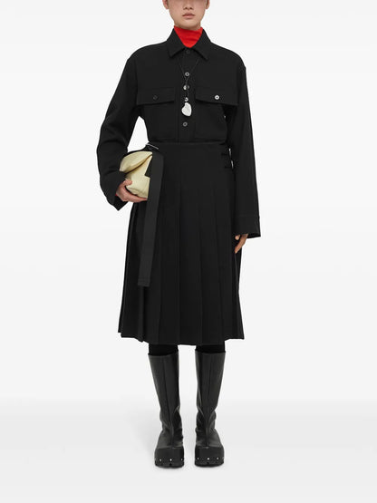 High-Waist Pleated Midi Skirt