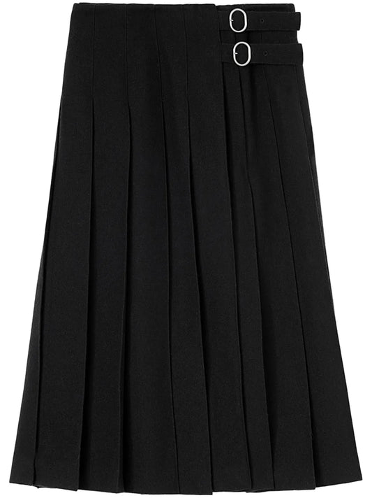 High-Waist Pleated Midi Skirt