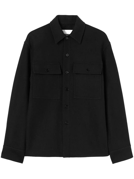 Long-Sleeve Wool Flannel Overshirt