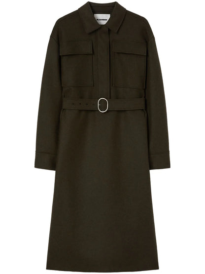 Classic-Collar Wool-Blend Dress