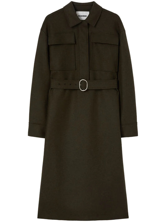 Classic-Collar Wool-Blend Dress