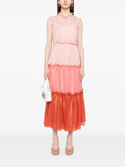 Davina Ruffle-Trim Tiered Midi Dress