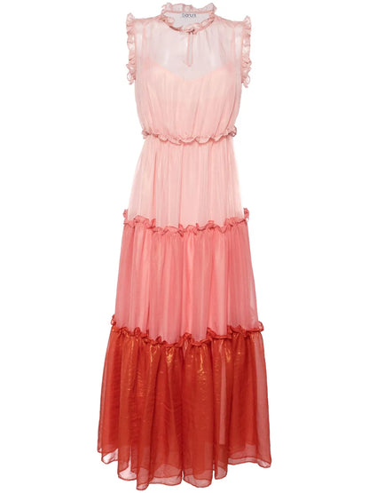 Davina Ruffle-Trim Tiered Midi Dress