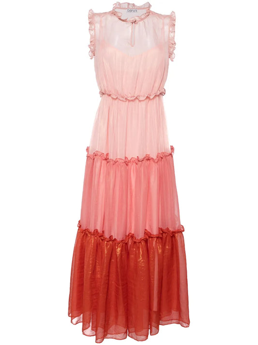 Davina Ruffle-Trim Tiered Midi Dress