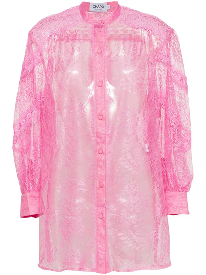 Lumie Balloon-Sleeve Lace Shirt