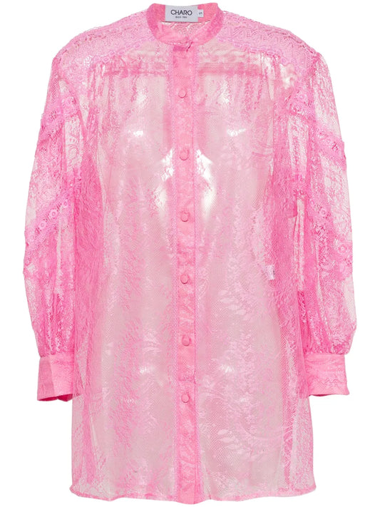 Lumie Balloon-Sleeve Lace Shirt
