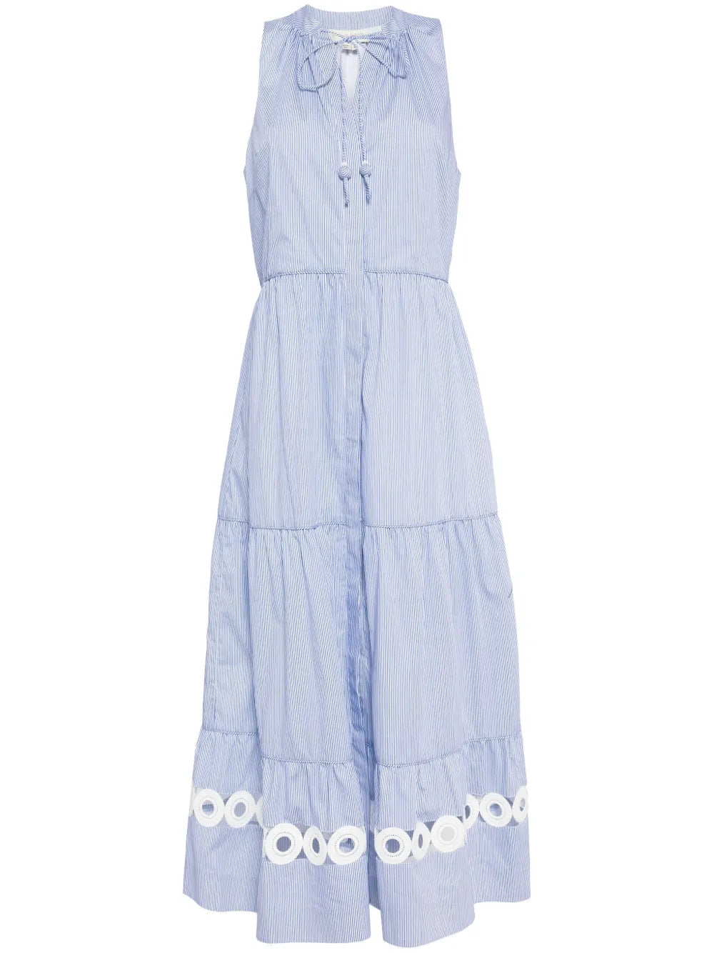 Positano Pinstripe-Pattern Midi Dress