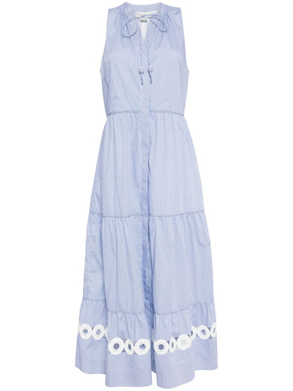 Positano Pinstripe-Pattern Midi Dress