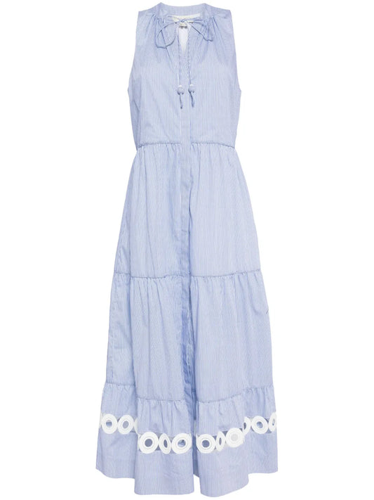 Positano Pinstripe-Pattern Midi Dress