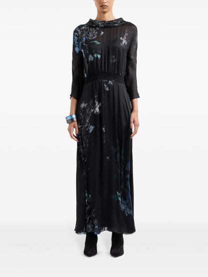 Floral-Print Silk Maxi Dress