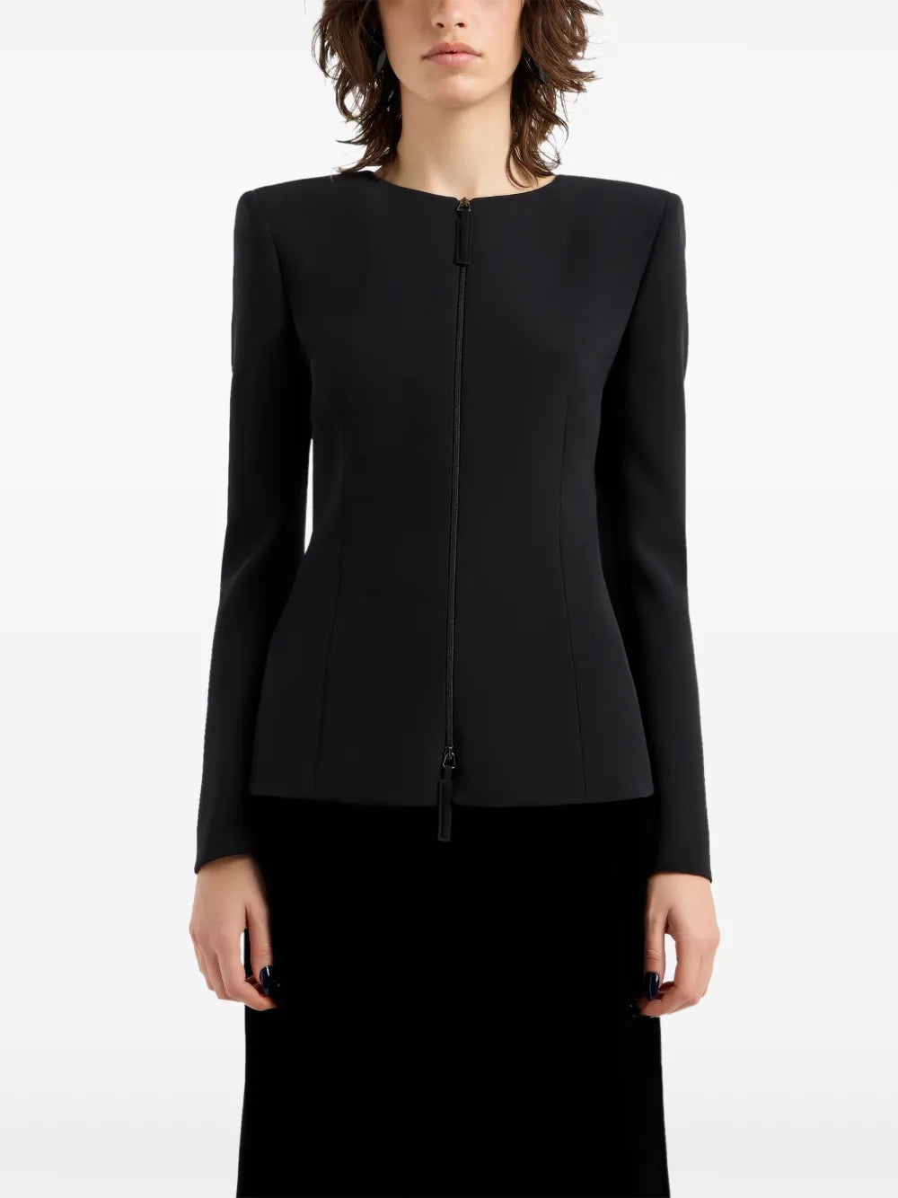 Bow-Detail Zipped Jacket