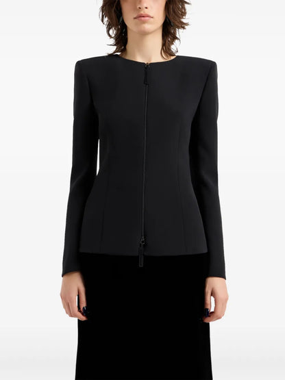 Bow-Detail Zipped Jacket