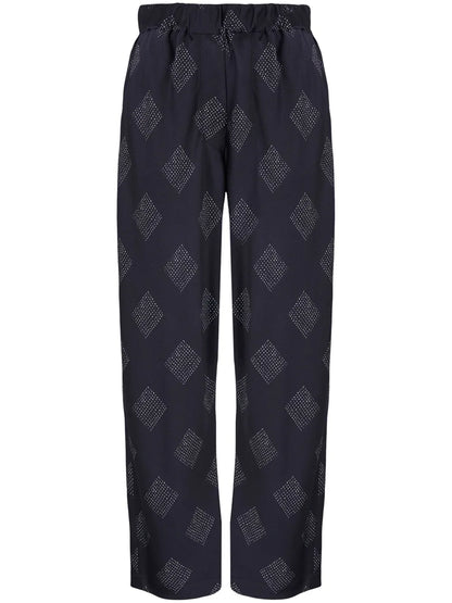 Diamond-Print Straight-Leg Trousers