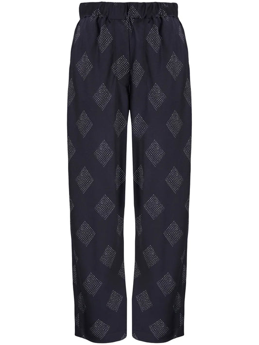 Diamond-Print Straight-Leg Trousers