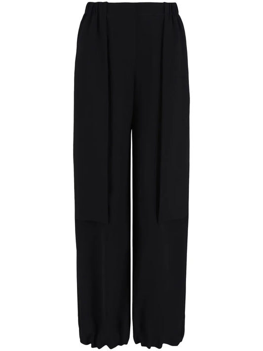 Elasticated-Waistband Straight-Leg Trousers