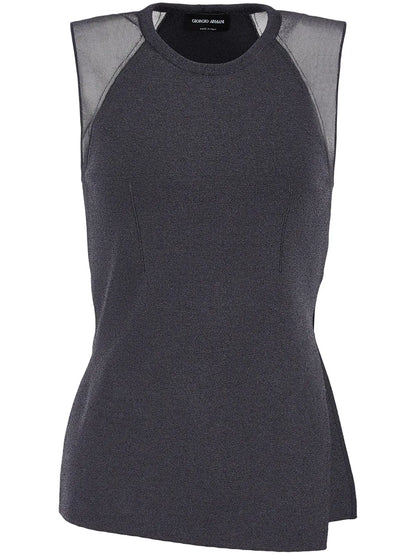 Semi-Sheer Sleeveless Knitted Top