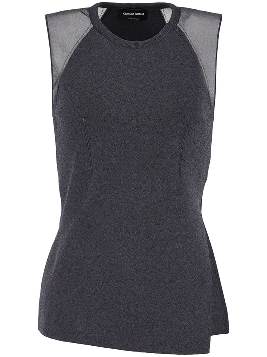 Semi-Sheer Sleeveless Knitted Top