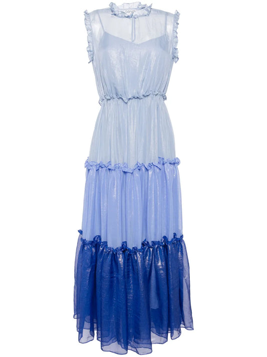 Davina Ruffle-Trim Tiered Midi Dress