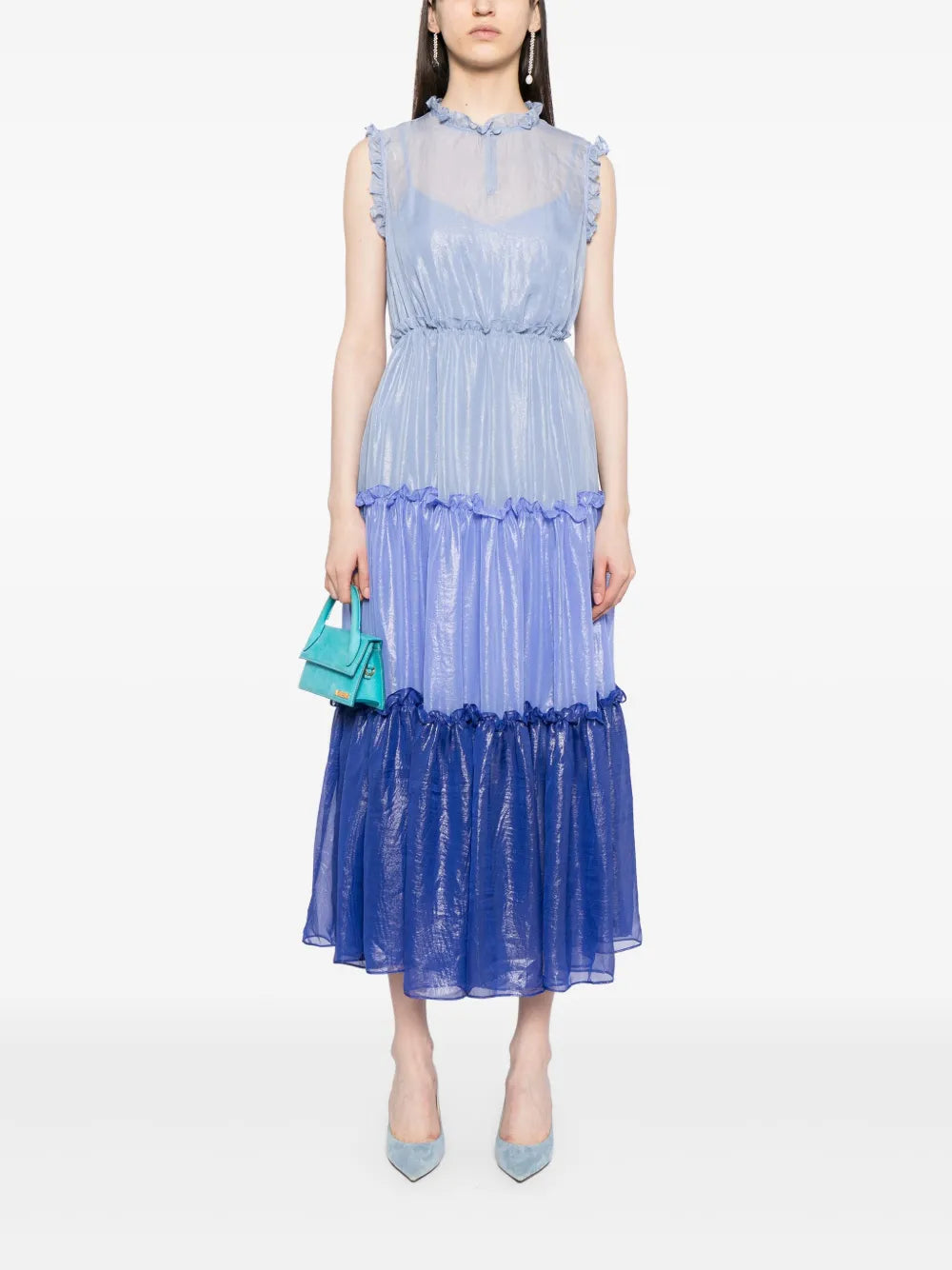 Davina Ruffle-Trim Tiered Midi Dress