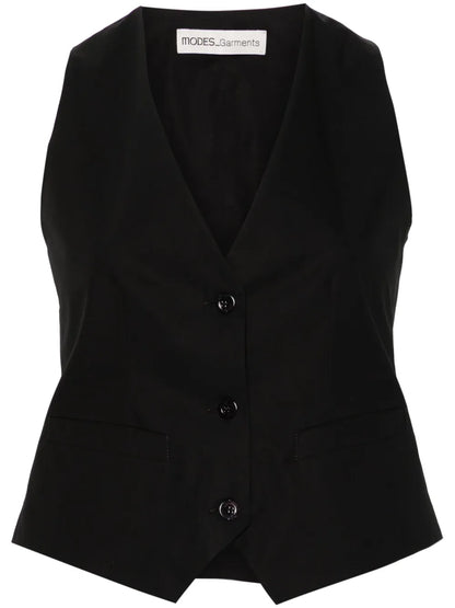 V-Neck Poplin Gilet
