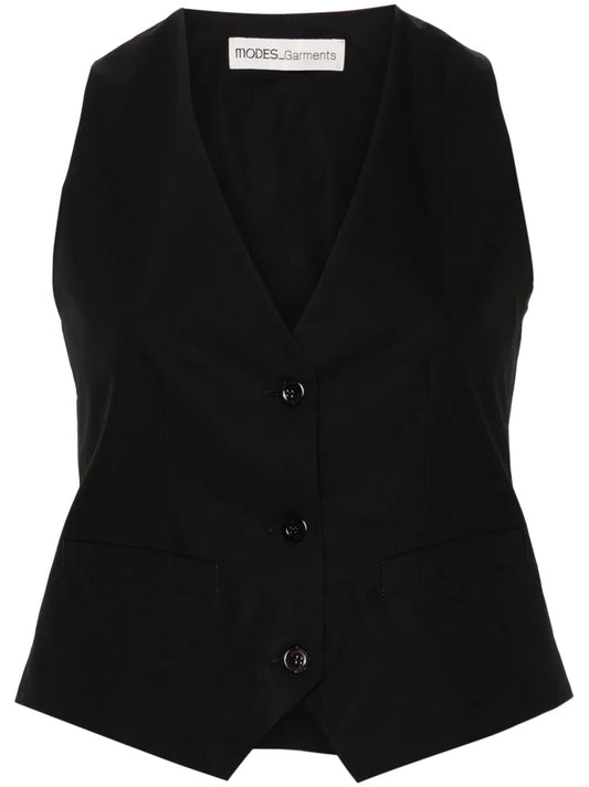 V-Neck Poplin Gilet